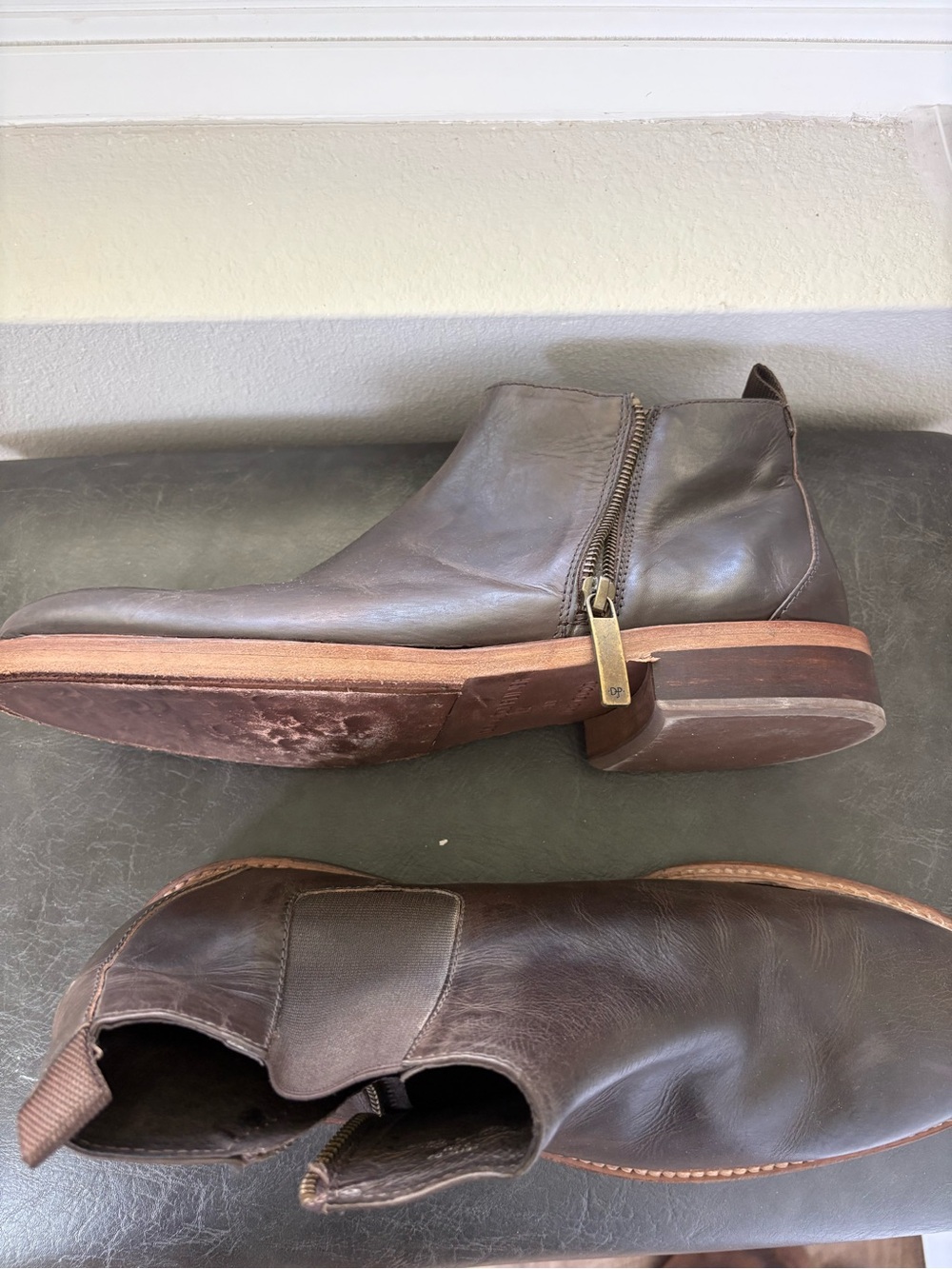 Donald J. Pliner Brown Leather Chukka Boots with Side Zip